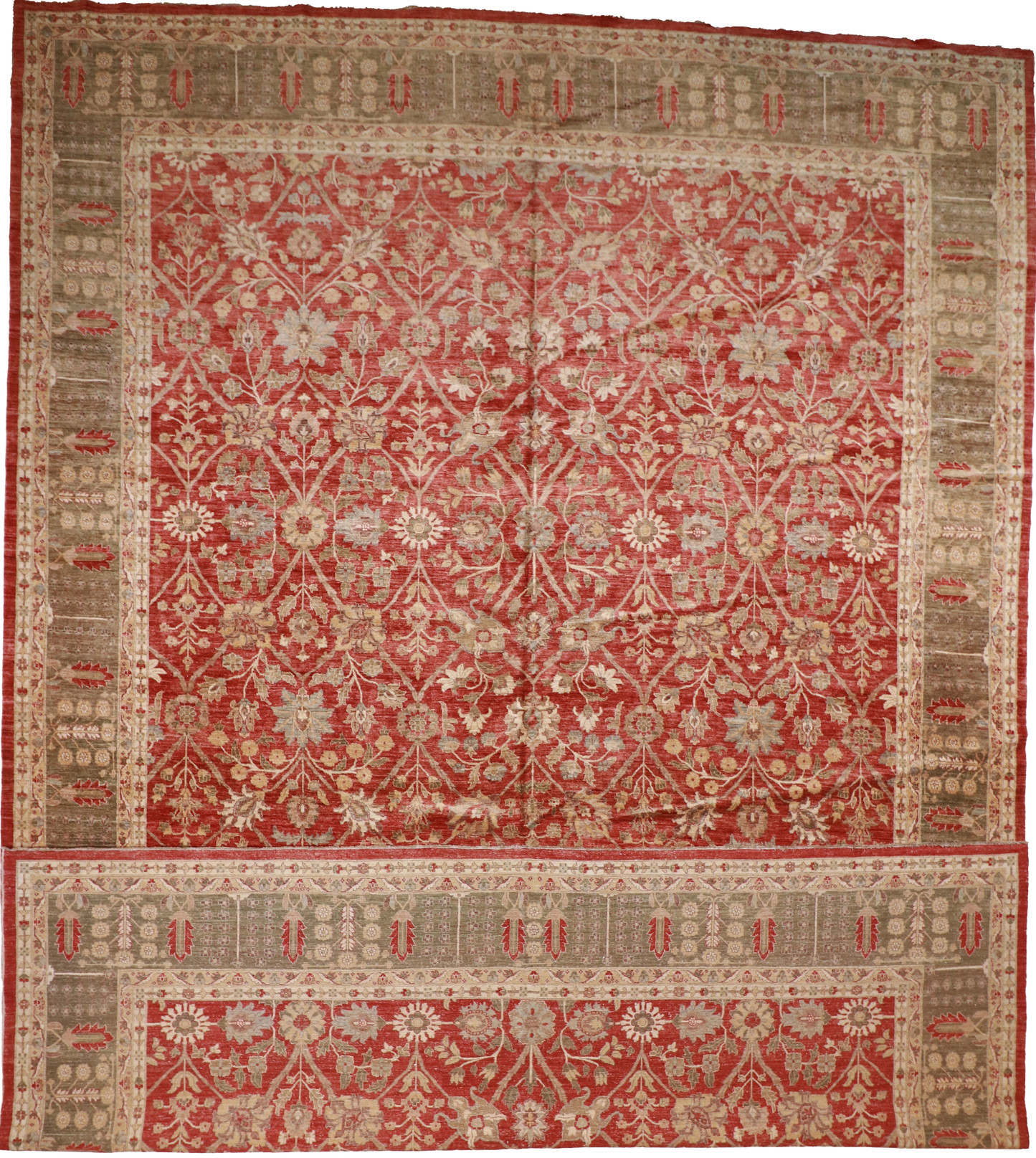 W 15.1 L 21.2 Ziegler 100% Wool Hand-Woven All-Over Design - 53354