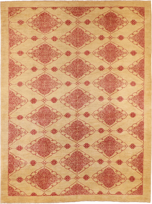 W 9.11 L 13.2 Ziegler Mahal 100% Wool Hand-Woven All-Over Design - 53482