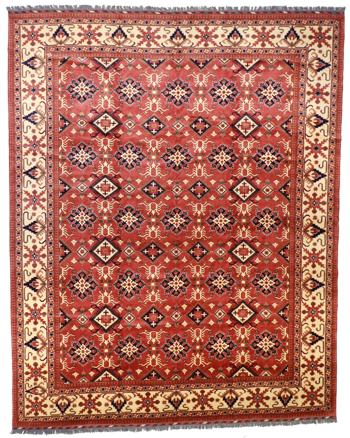 13.1 x 16.2 - Gashgai Fine Geometric Rectangle - Finest Hand-Knotted Quality Wool — 53526
