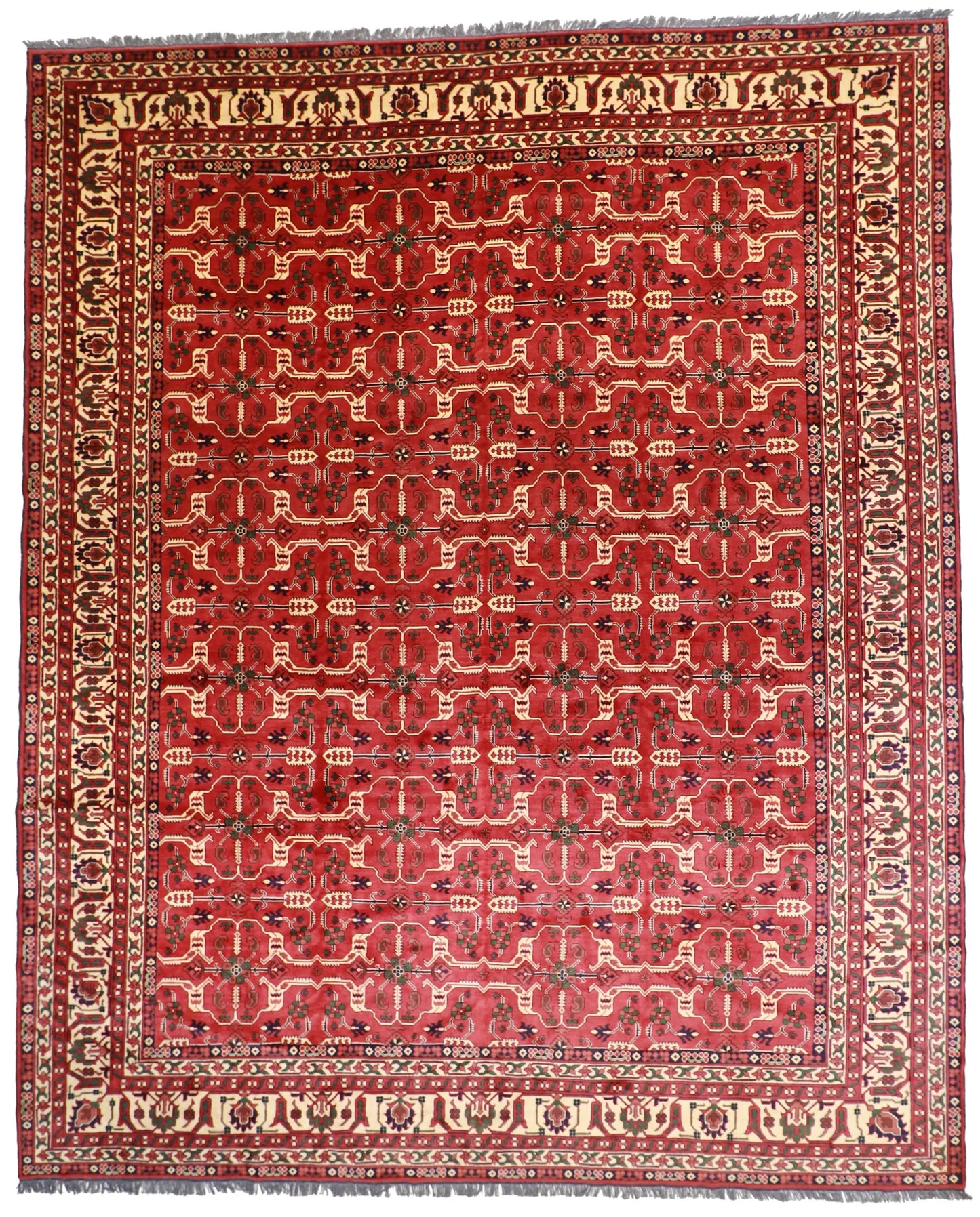 Oversized - Malayer Fine Geometric Rectangle - Finest Hand-Knotted Quality Wool — 53529
