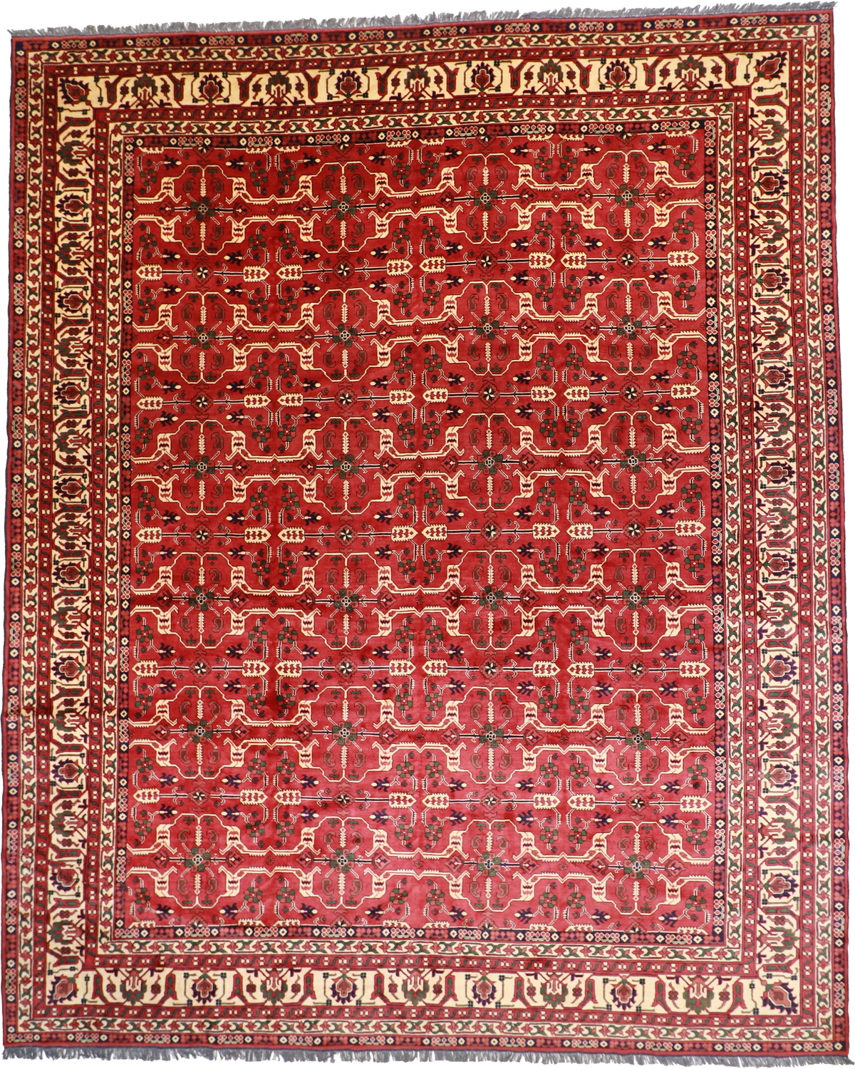W 13.3 L 16.2 Malayer 100% Wool Hand-Woven Geometric Design - 53529