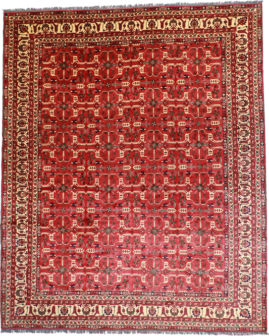 W 13.3 L 16.2 Malayer 100% Wool Hand-Woven Geometric Design - 53529