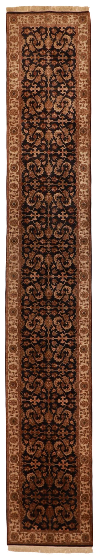 W 2.6 L 15.8 Mahal Runner 100% Wool Hand-Woven All-Over Design - 53731