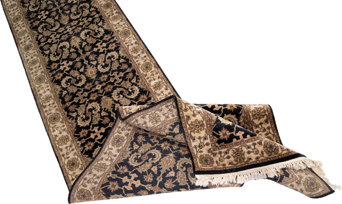 W 2.6 L 15.8 Mahal Runner 100% Wool Hand-Woven All-Over Design - 53731