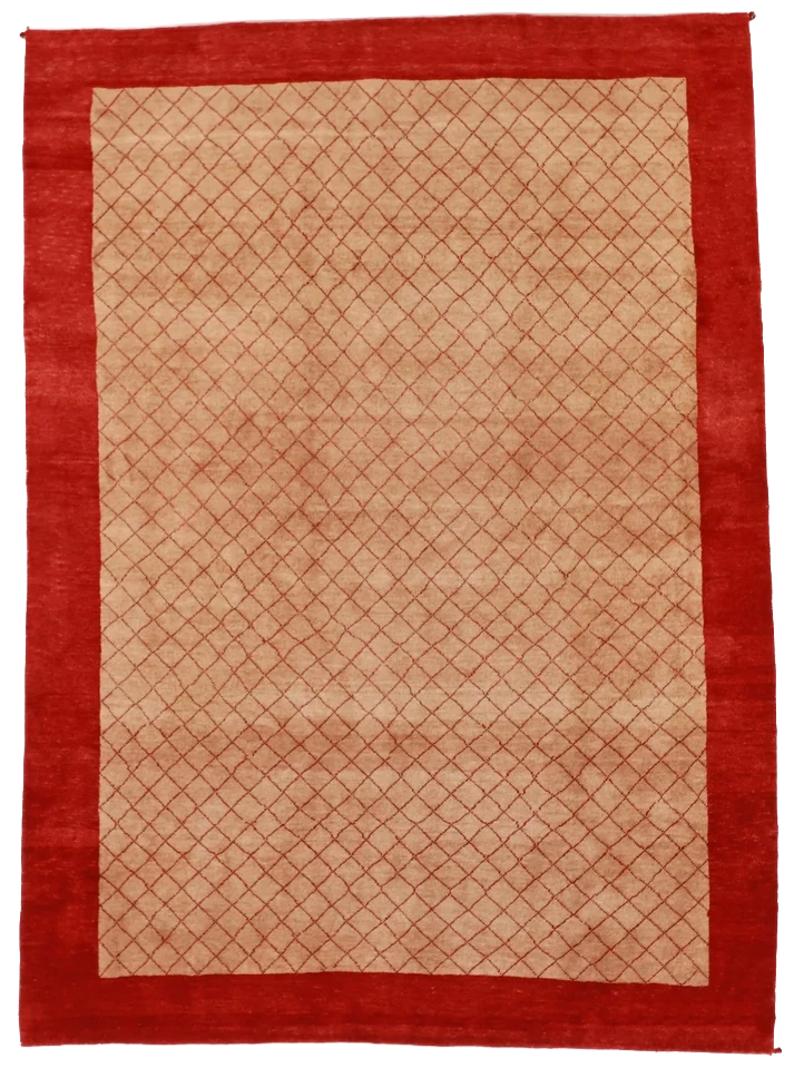 W 6.6 L 9.3 Gabbeh 100% Wool Hand-Woven All-Over Design - 53863