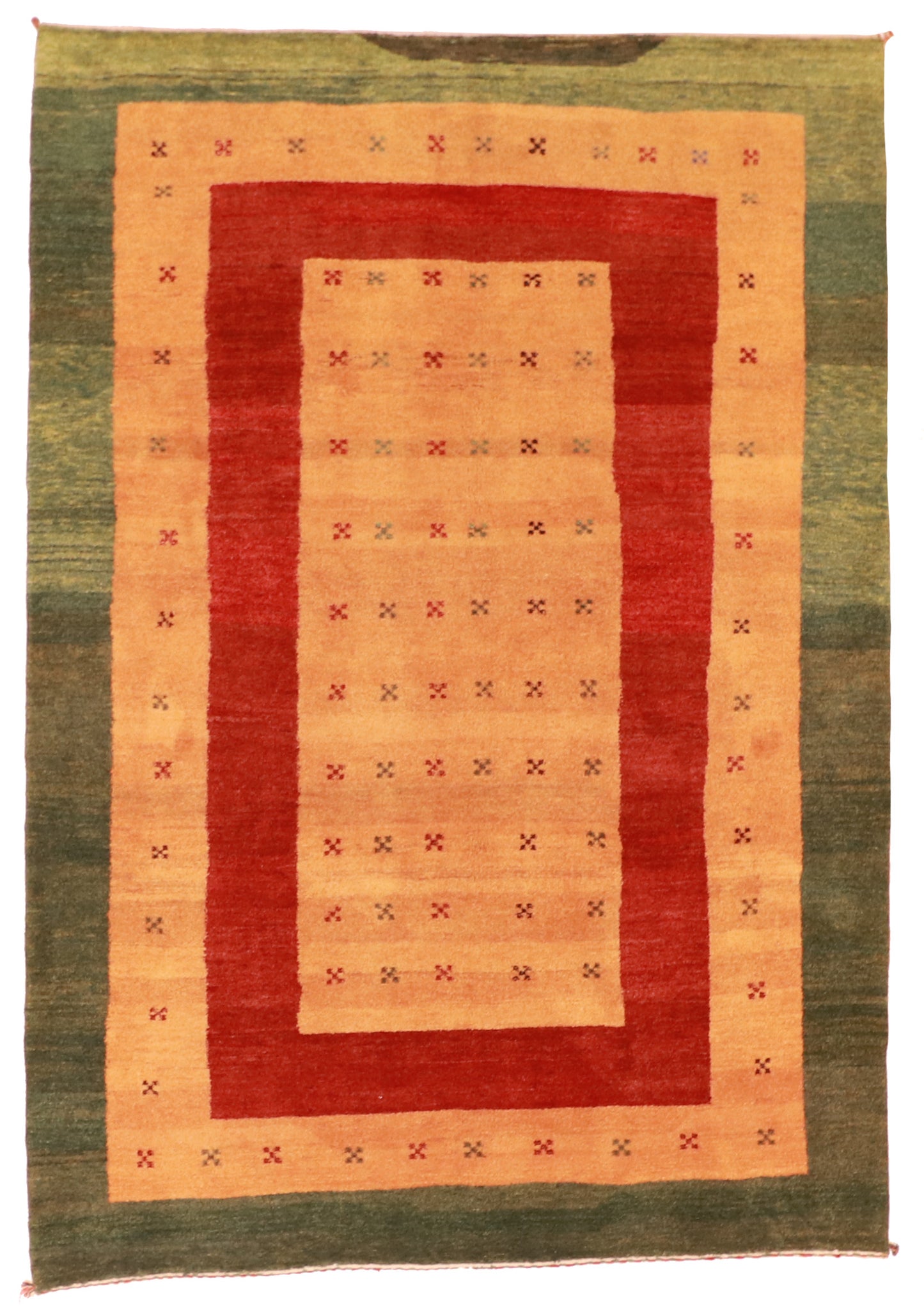 W 6.7 L 9.5 Gabbeh 100% Wool Hand-Woven All-Over Design - 53873
