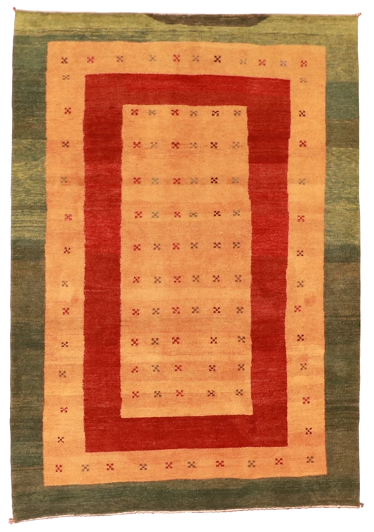 W 6.7 L 9.5 Gabbeh 100% Wool Hand-Woven All-Over Design - 53873
