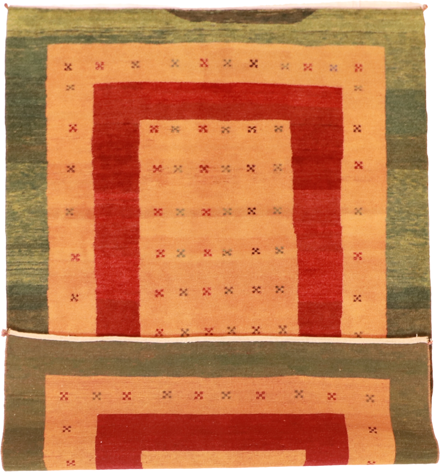 W 6.7 L 9.5 Gabbeh 100% Wool Hand-Woven All-Over Design - 53873