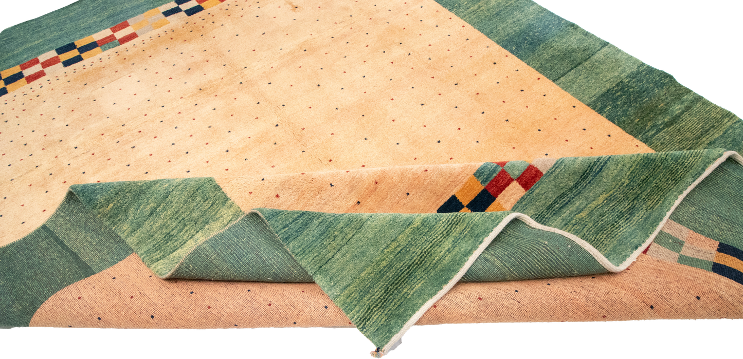 W 9.6 L 12.7 Gabbeh 100% Wool Hand-Woven All-Over Design - 53880