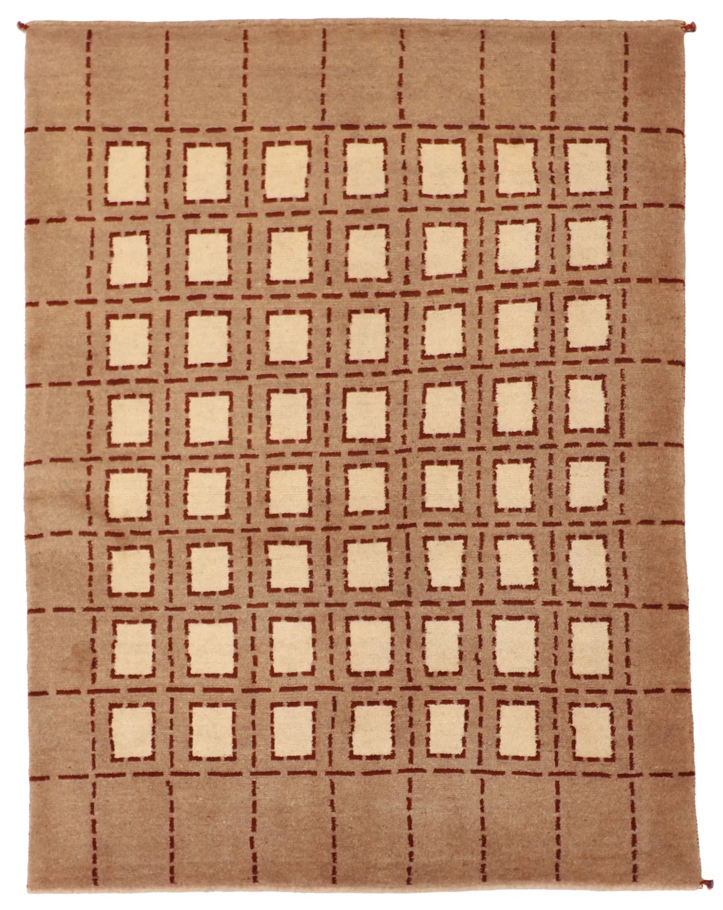 4.10 x 6.5 - Gabbeh Wool Contemporary Rectangle - Finest Hand-Knotted Quality Wool — 53908