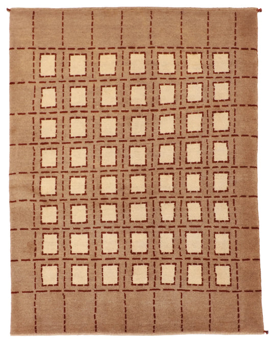 4.10 x 6.5 - Gabbeh Wool Contemporary Rectangle - Finest Hand-Knotted Quality Wool — 53908