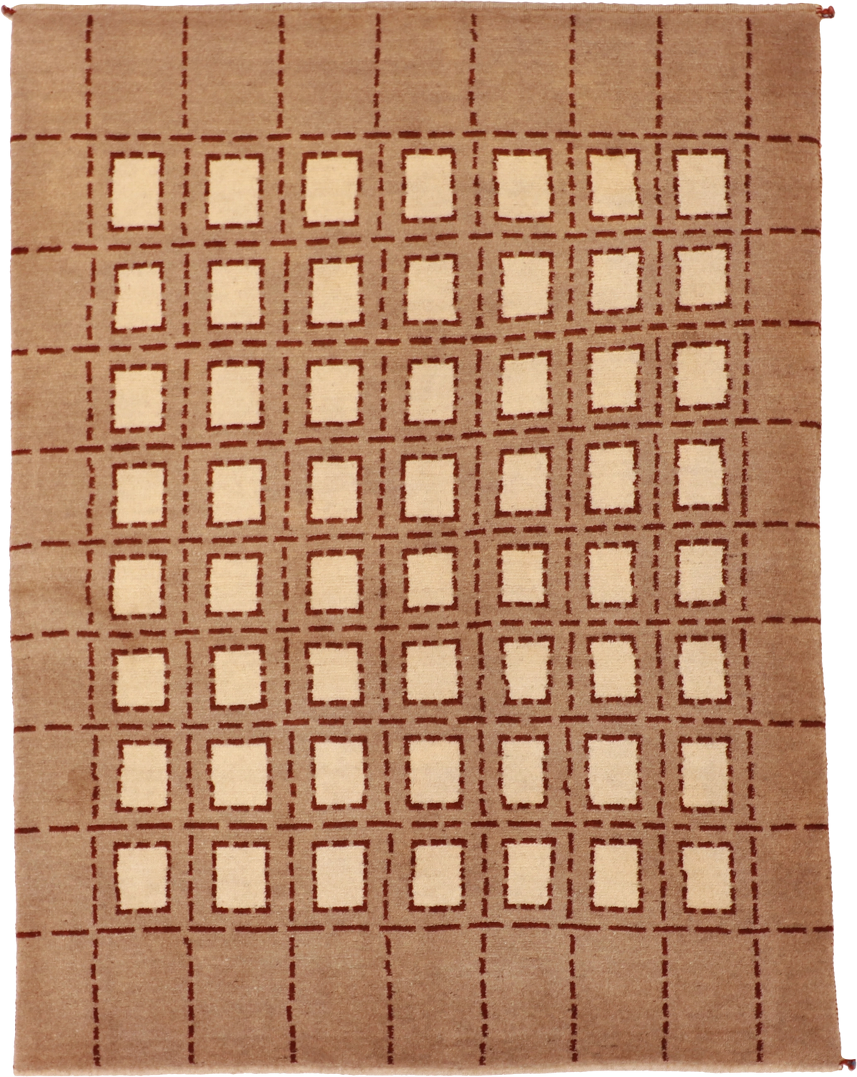 W 4.10 L 6.5 Gabbeh 100% Wool Hand-Woven Geometric Design - 53908