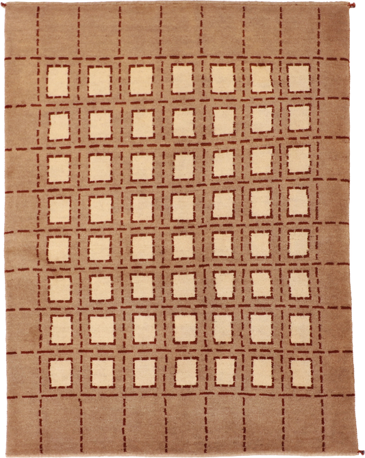 W 4.10 L 6.5 Gabbeh 100% Wool Hand-Woven Geometric Design - 53908