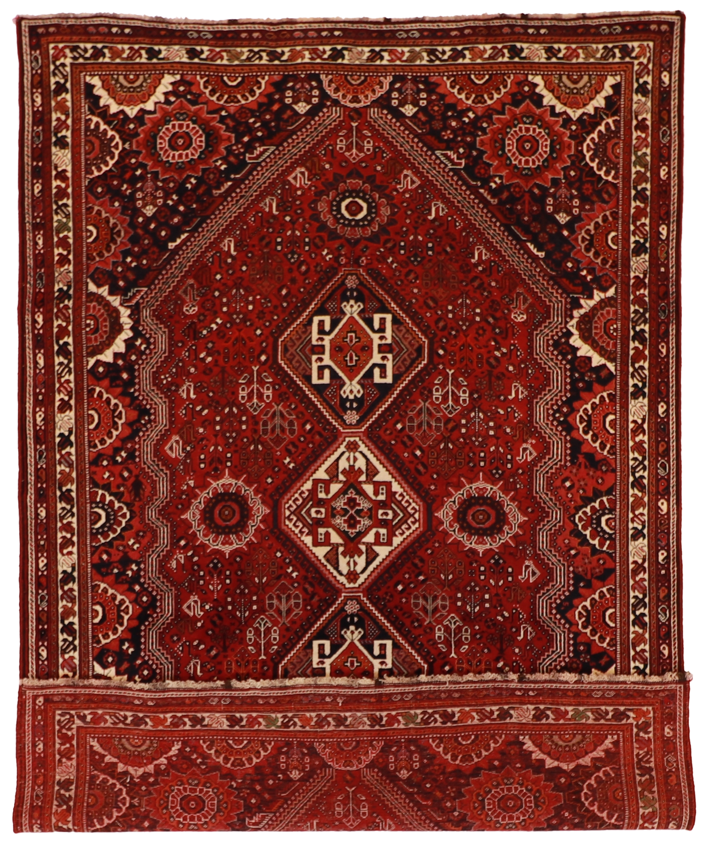 W 7 L 10.4 Gashgaie 100% Wool Hand-Woven All-Over Design - 53980