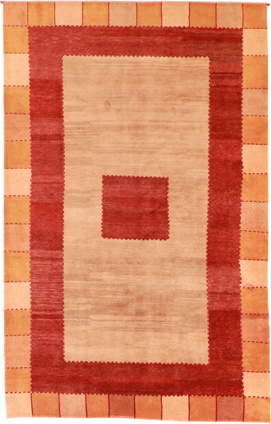 W 6.7 L 10.7 Yalame 100% Wool Hand-Woven Geometric Design - 53995
