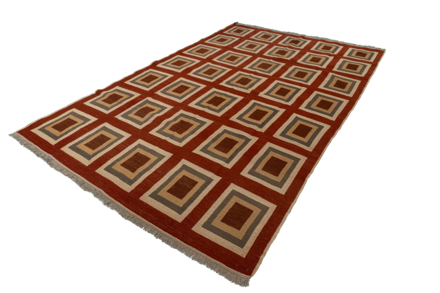 W 5.6 L 8.7 Sumak 100% Wool Hand-Woven Geometric Design - 54026