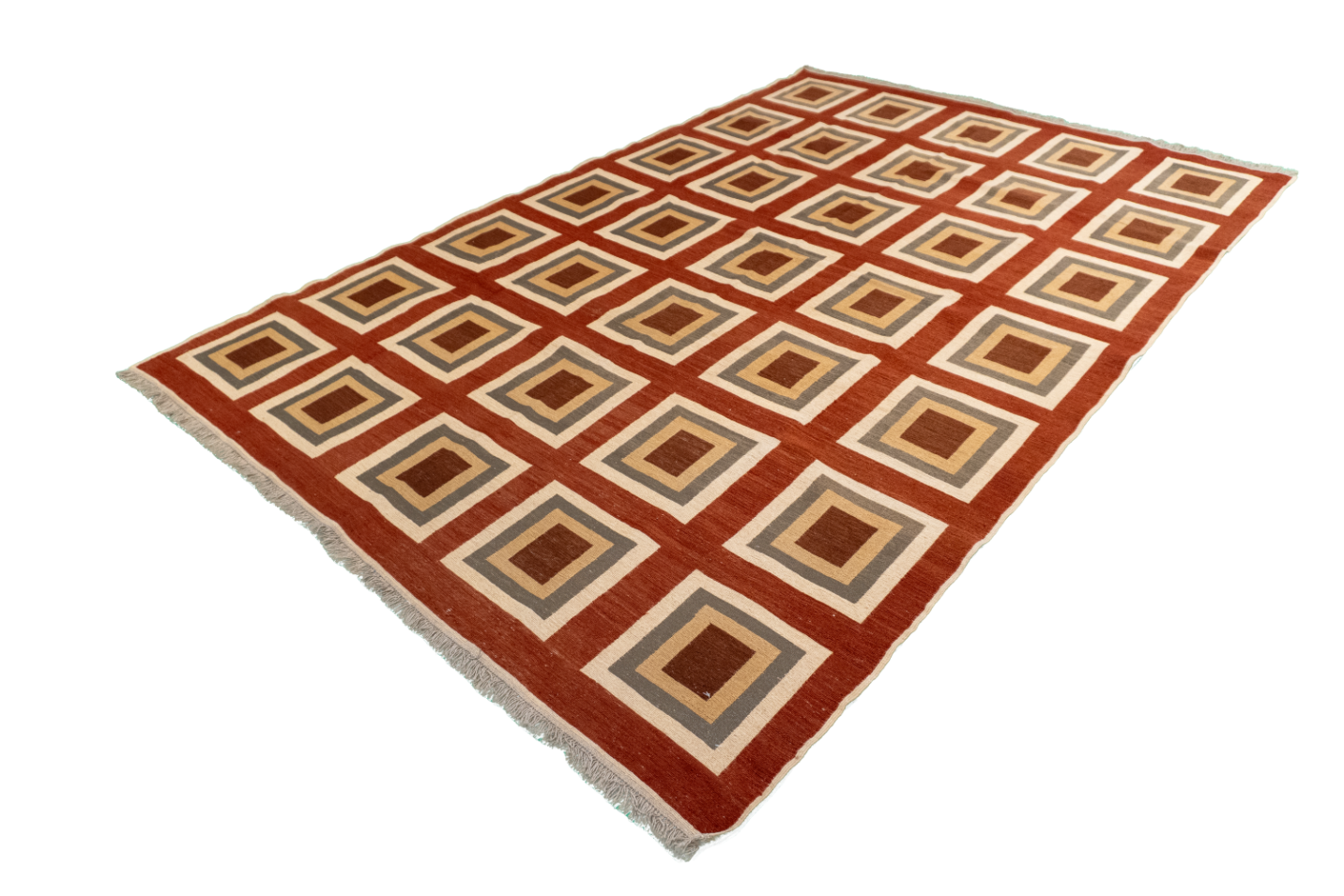 W 5.6 L 8.7 Sumak 100% Wool Hand-Woven Geometric Design - 54026