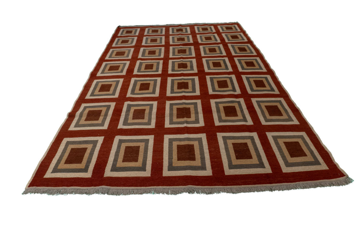 W 5.6 L 8.7 Sumak 100% Wool Hand-Woven Geometric Design - 54026