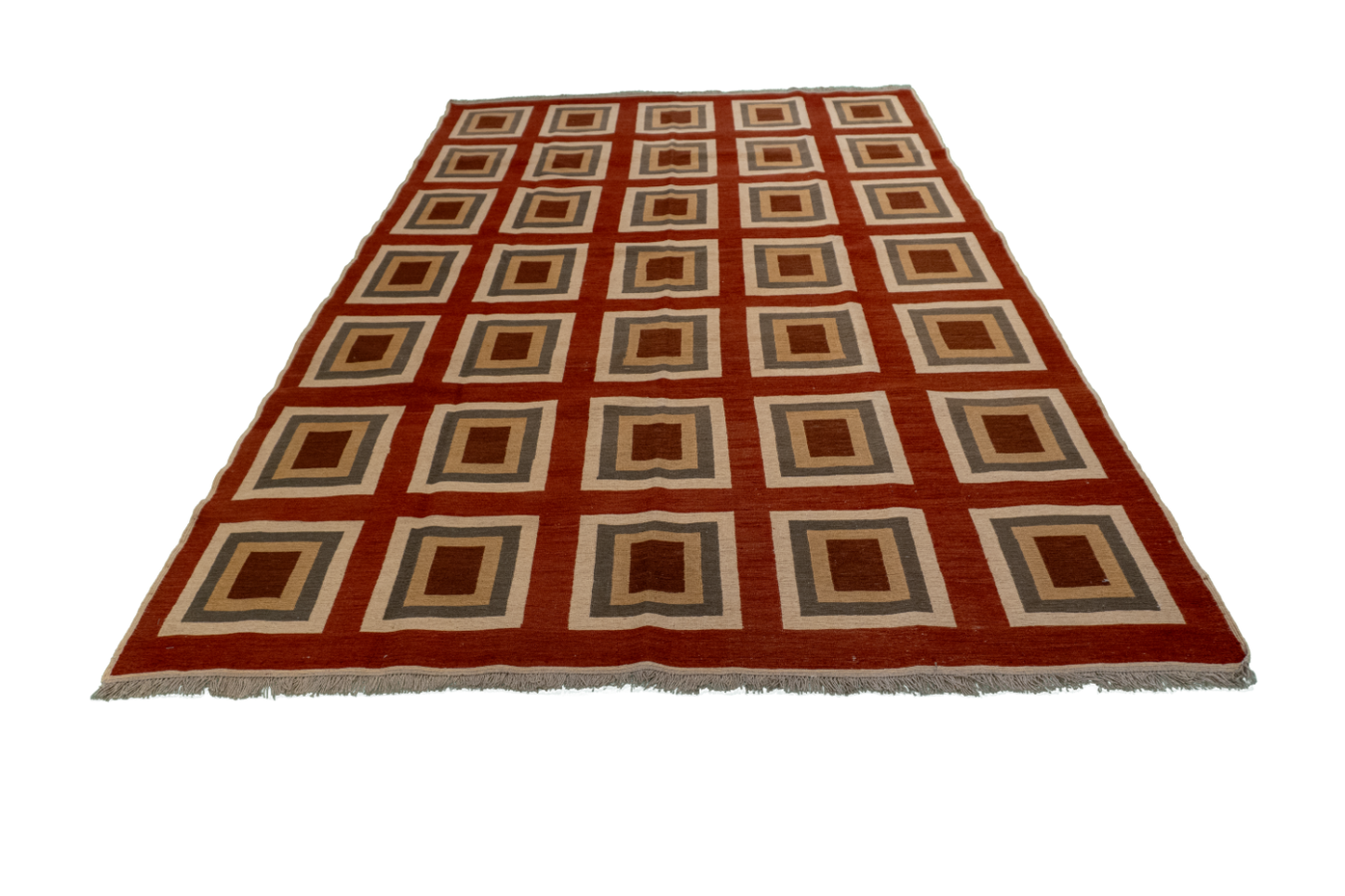 W 5.6 L 8.7 Sumak 100% Wool Hand-Woven Geometric Design - 54026