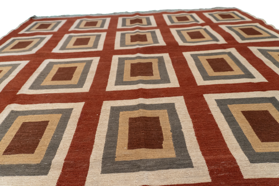 W 5.6 L 8.7 Sumak 100% Wool Hand-Woven Geometric Design - 54026