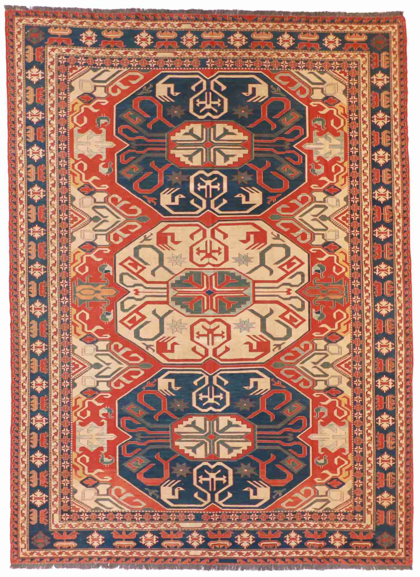 W 8.1 L 12.1 Sumak 100% Wool Hand-Woven All-Over Design - 54061