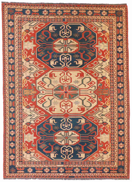 W 8.1 L 12.1 Sumak 100% Wool Hand-Woven All-Over Design - 54061