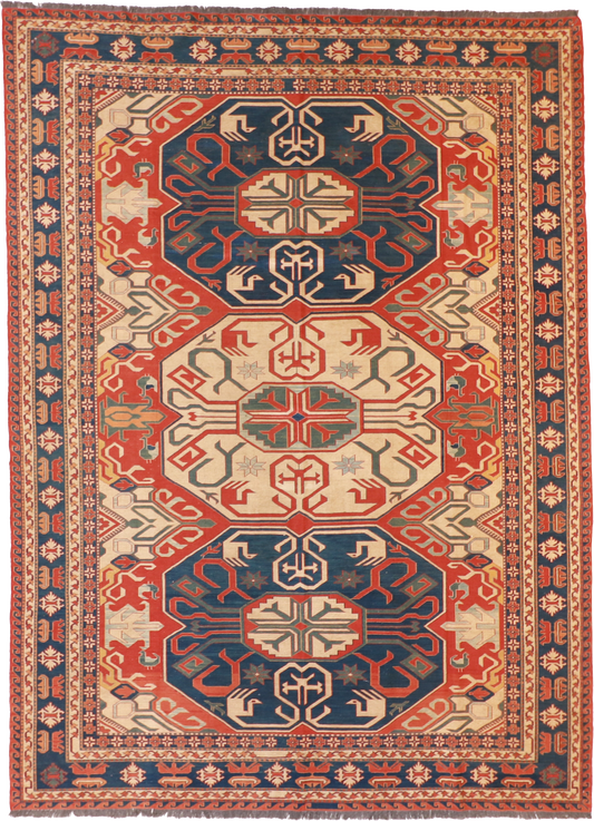 W 8.1 L 12.1 Sumak 100% Wool Hand-Woven All-Over Design - 54061