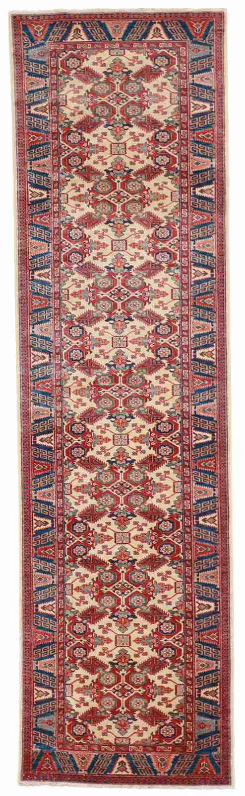 2.7 x 9.5 - Zakayer Fine Geometric Rectangle - Finest Hand-Knotted Quality Wool — 54103