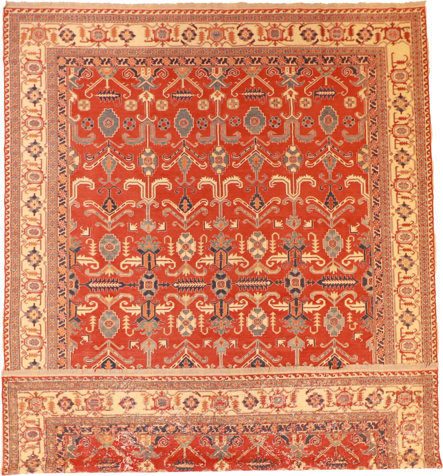 W 9.8 L 13.1 Sumak 100% Wool Hand-Woven Geometric Design - 54127