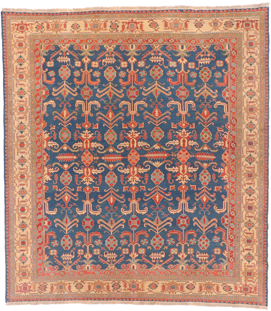 W 9.1 L 12 Soumak 100% Wool Hand-Woven Geometric Design - 54129