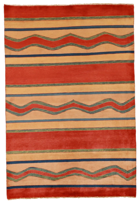 4.2 x 6.3 - Choba Fine Modern Rectangle - Finest Hand-Knotted Quality Wool — 54135