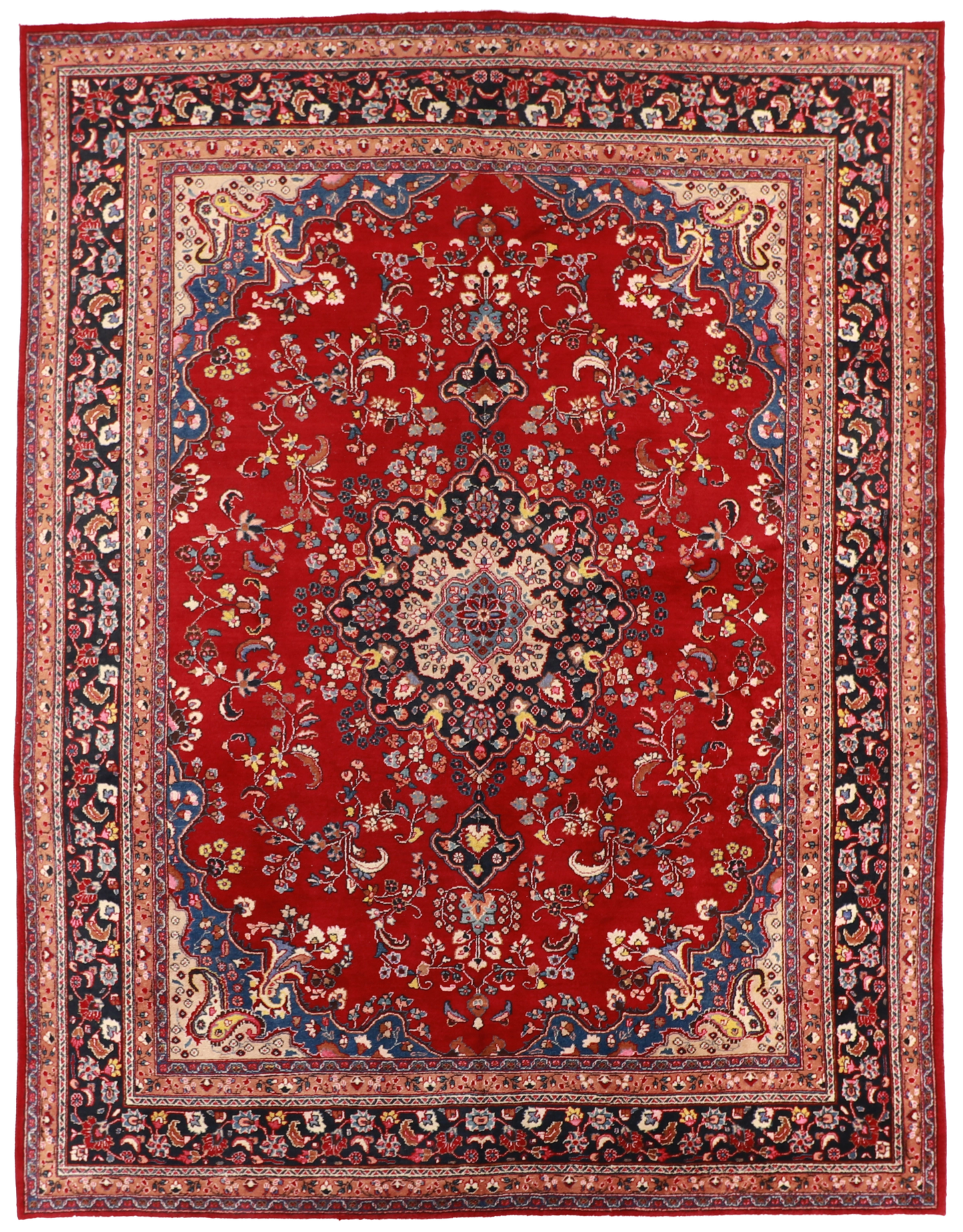 W 9.10 L 12.10 Mashad 100% Wool Hand-Woven Floral Design - 54168