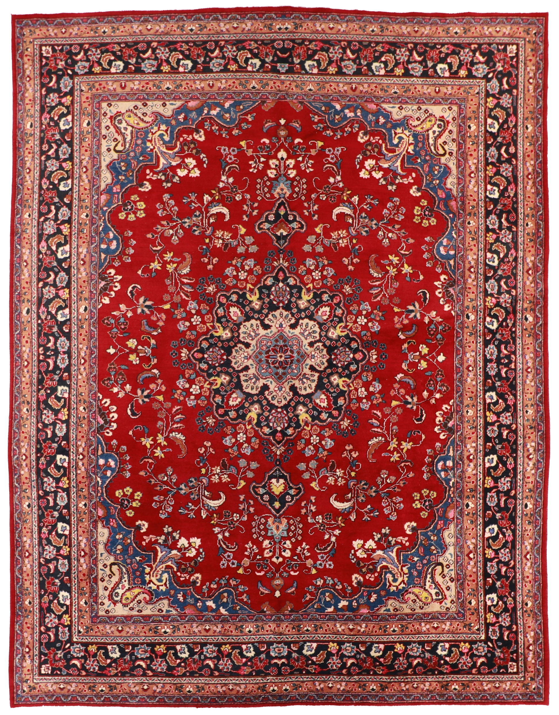 W 9.10 L 12.10 Mashad 100% Wool Hand-Woven Floral Design - 54168