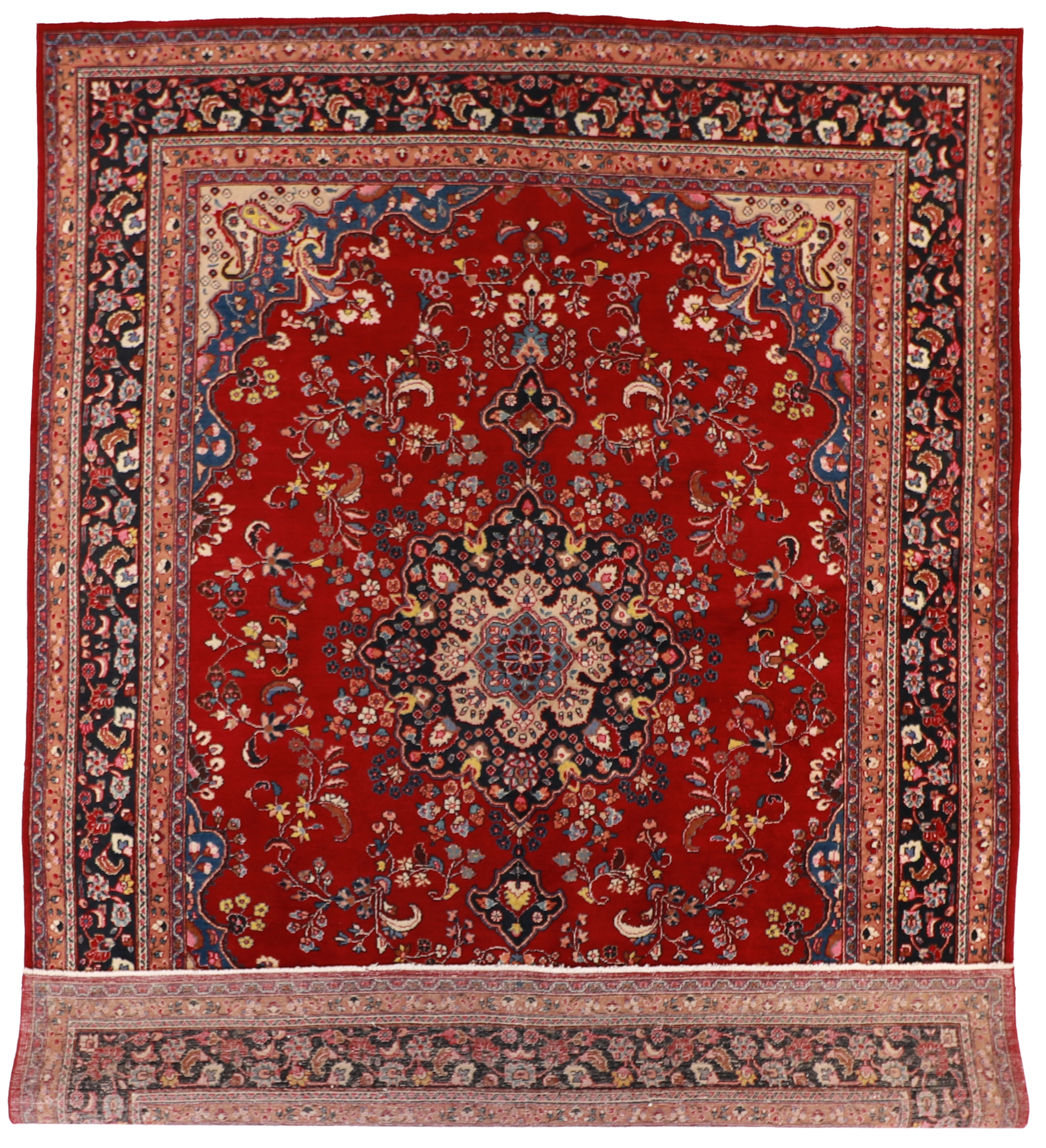 W 9.10 L 12.10 Mashad 100% Wool Hand-Woven Floral Design - 54168