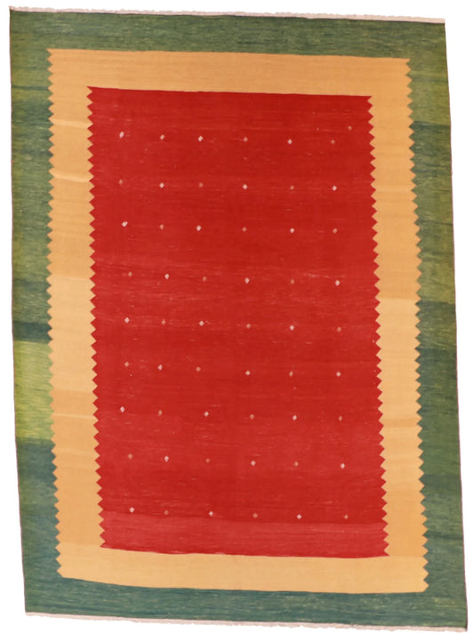 7.8 x 10.6 - Sumak Fine Geometric Rectangle - Finest Hand-Knotted Quality Wool — 54184