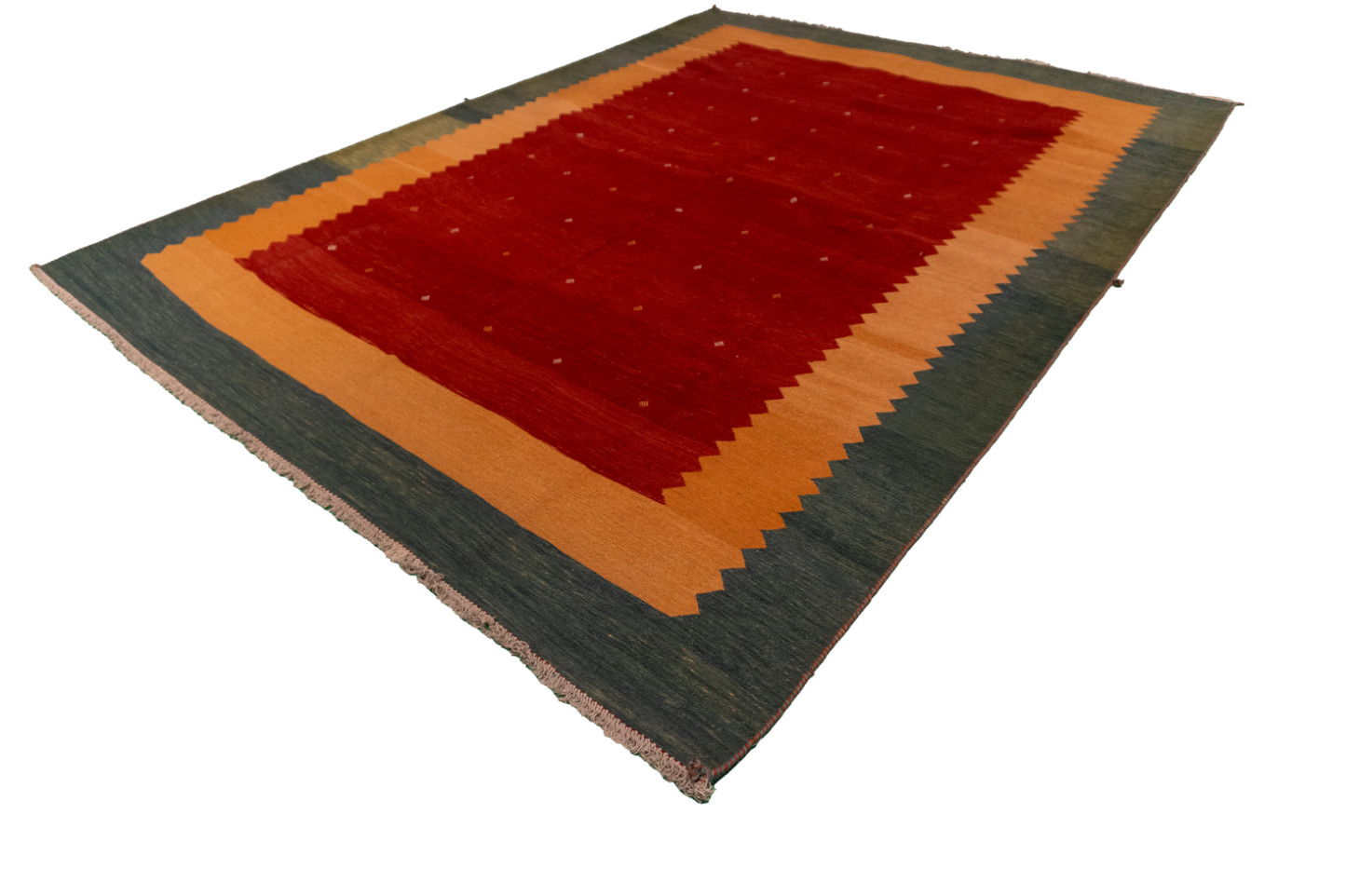 W 7.8 L 10.6 Sumak 100% Wool Hand-Woven Geometric Design - 54184