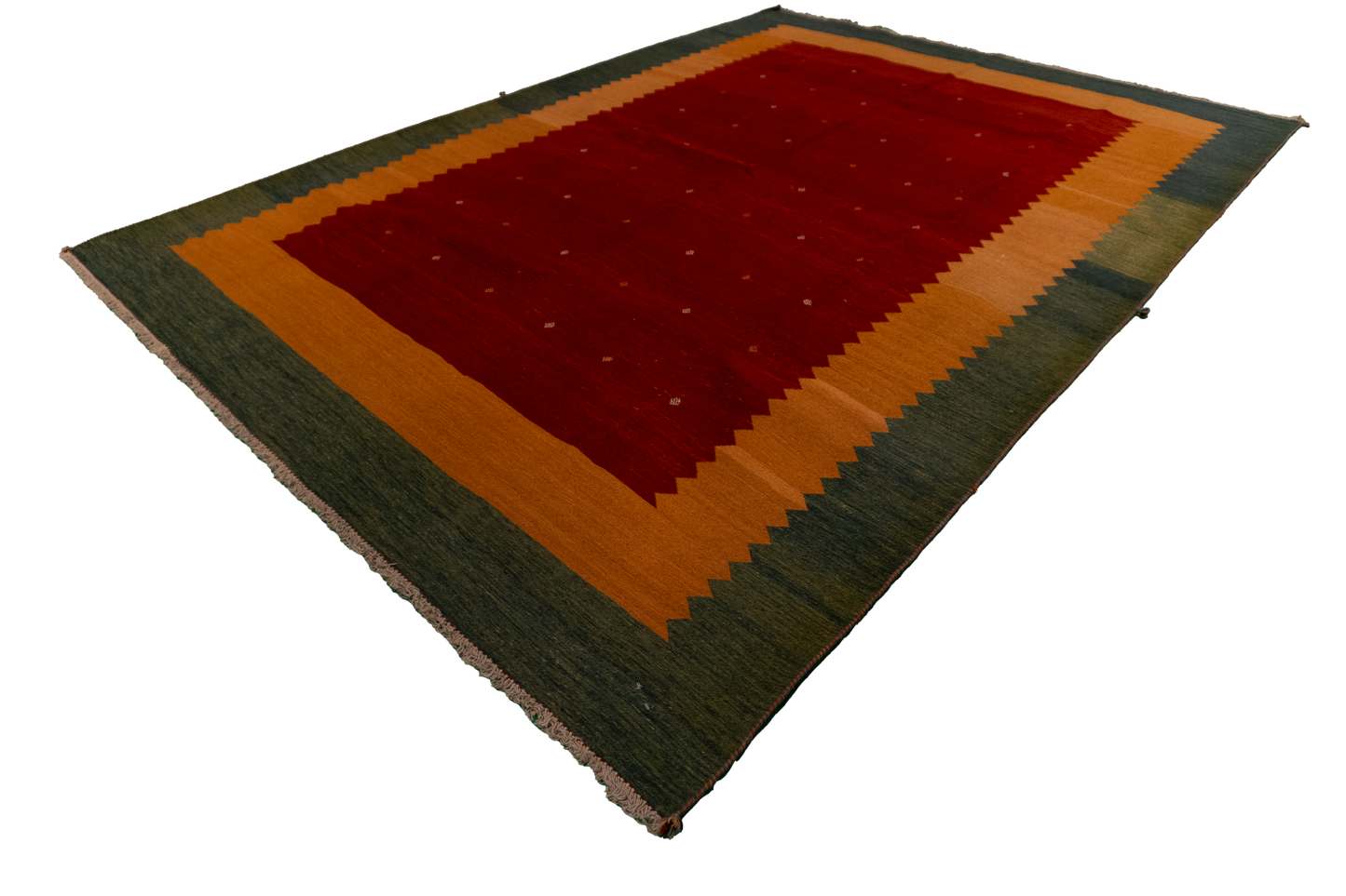 W 7.8 L 10.6 Sumak 100% Wool Hand-Woven Geometric Design - 54184