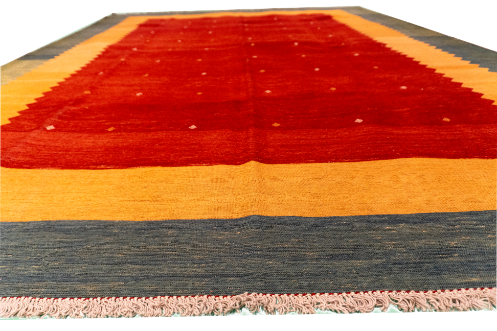 W 7.8 L 10.6 Sumak 100% Wool Hand-Woven Geometric Design - 54184