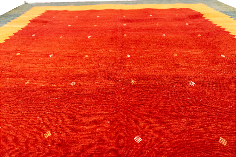 W 7.8 L 10.6 Sumak 100% Wool Hand-Woven Geometric Design - 54184