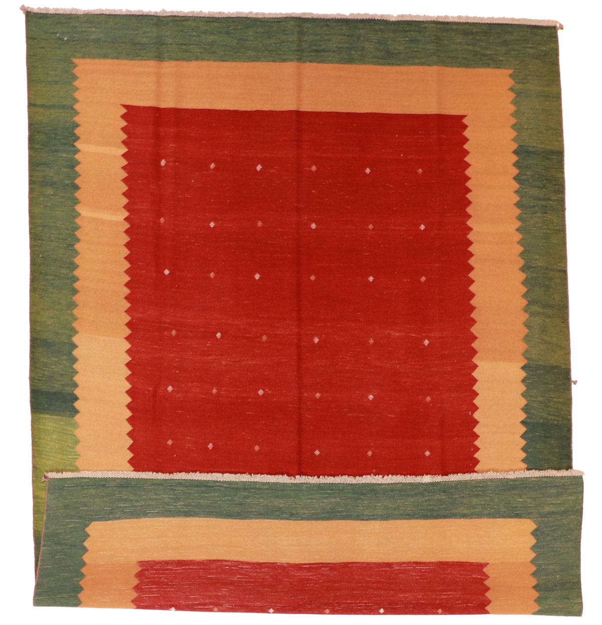 W 7.8 L 10.6 Sumak 100% Wool Hand-Woven Geometric Design - 54184