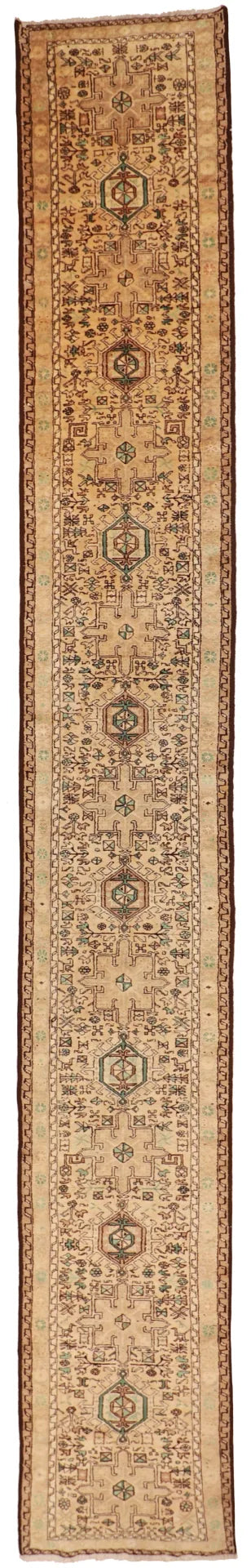 W 2.8 L 18.10 Karageh Runner 100% Silk Hand-Woven Geometric Design - 54190