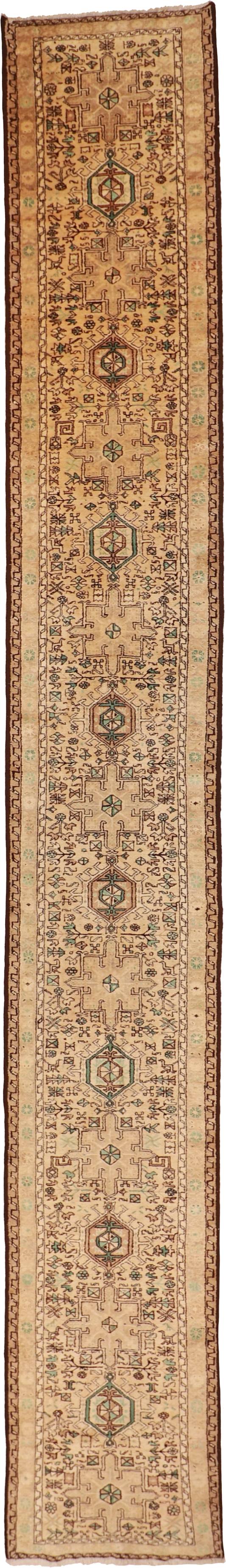 W 2.8 L 18.10 Karageh Runner 100% Silk Hand-Woven Geometric Design - 54190