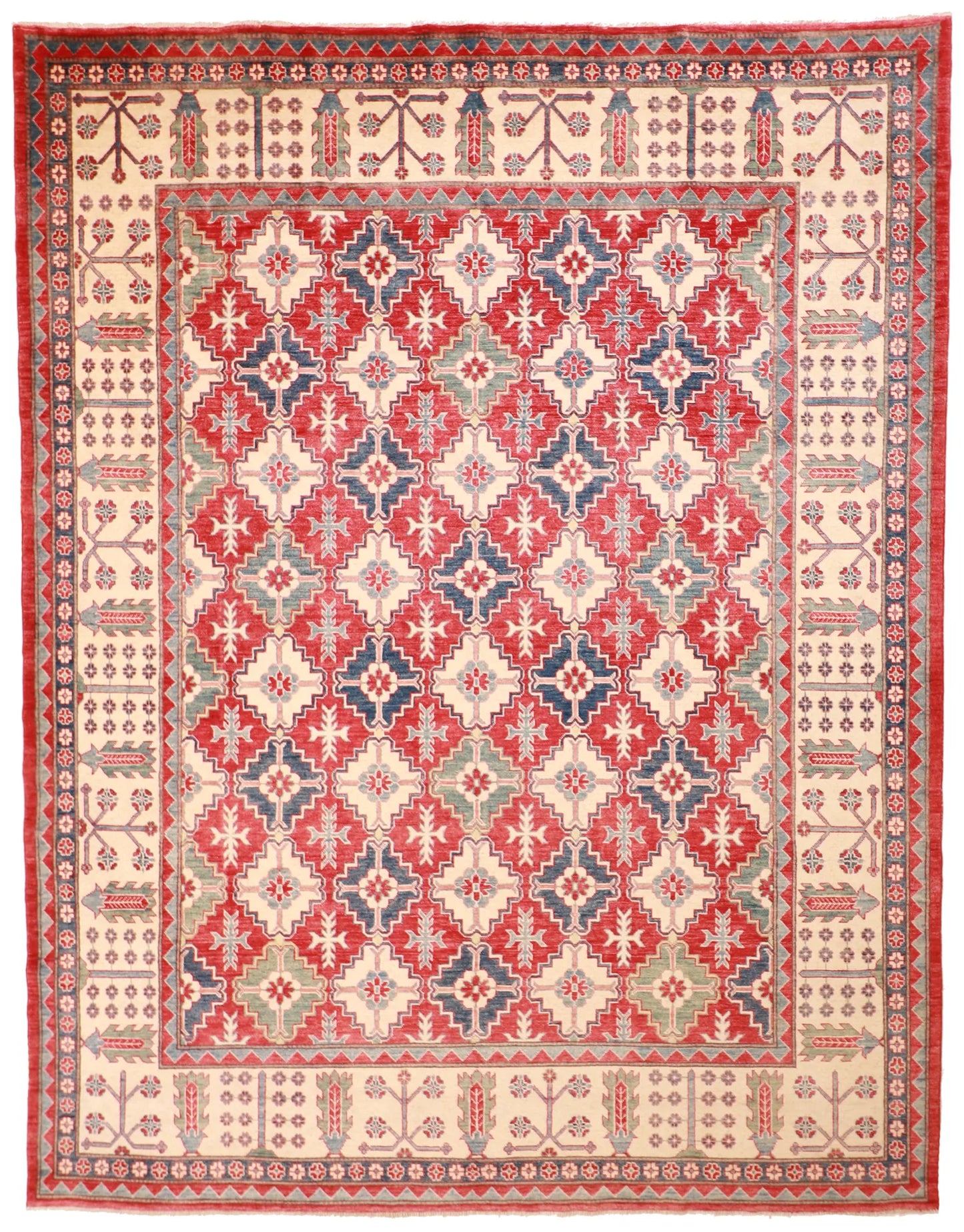 9x12 - Heriz Fine/Wool Geometric Rectangle - Hand Knotted Rug — 54300