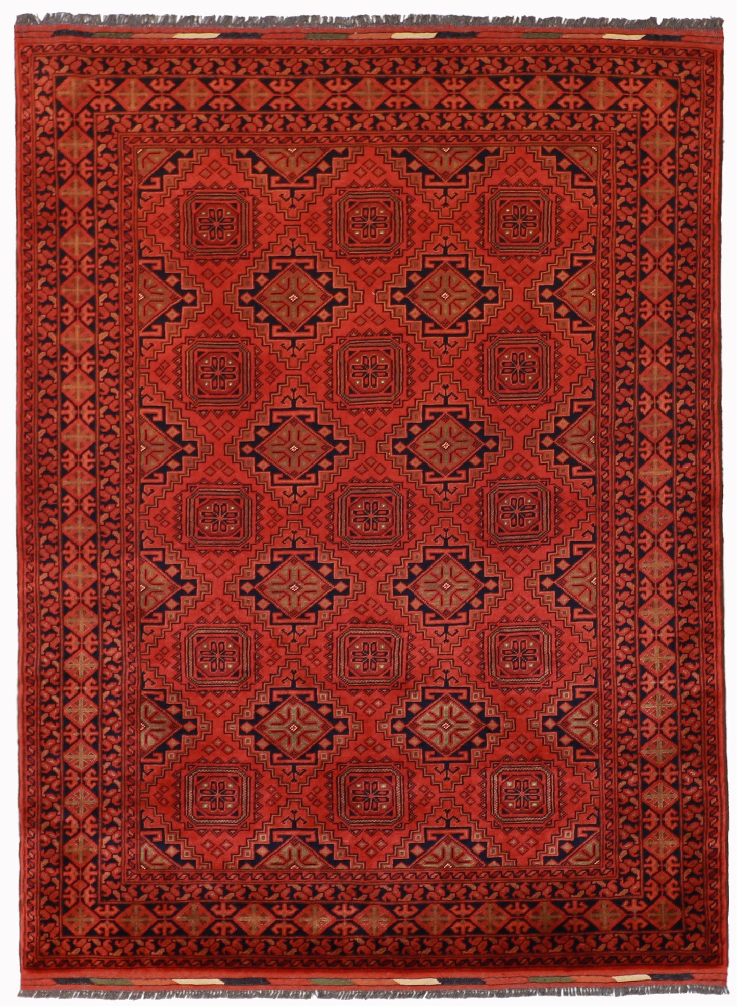W 5.1 L 6.9 Jozan 100% Wool Hand-Woven Geometric Design - 54333