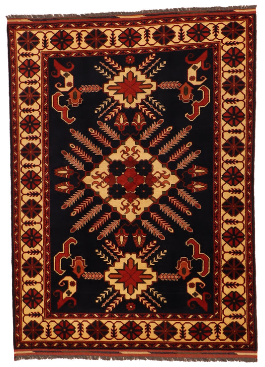 W 5 L 6.8 Sarab 100% Wool Hand-Woven Geometric Design - 54337