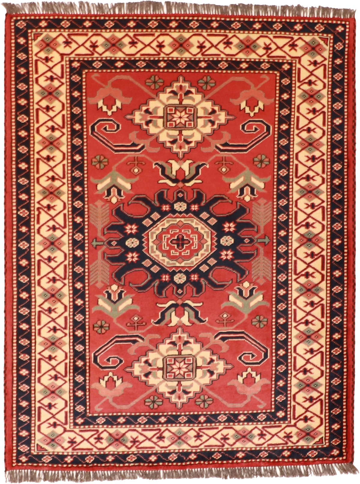 W 3.6 L 4.10 Ahar 100% Wool Hand-Woven All-Over Design - 54356
