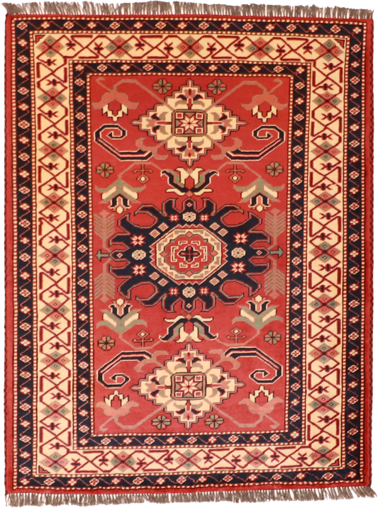 W 3.6 L 4.10 Ahar 100% Wool Hand-Woven All-Over Design - 54356