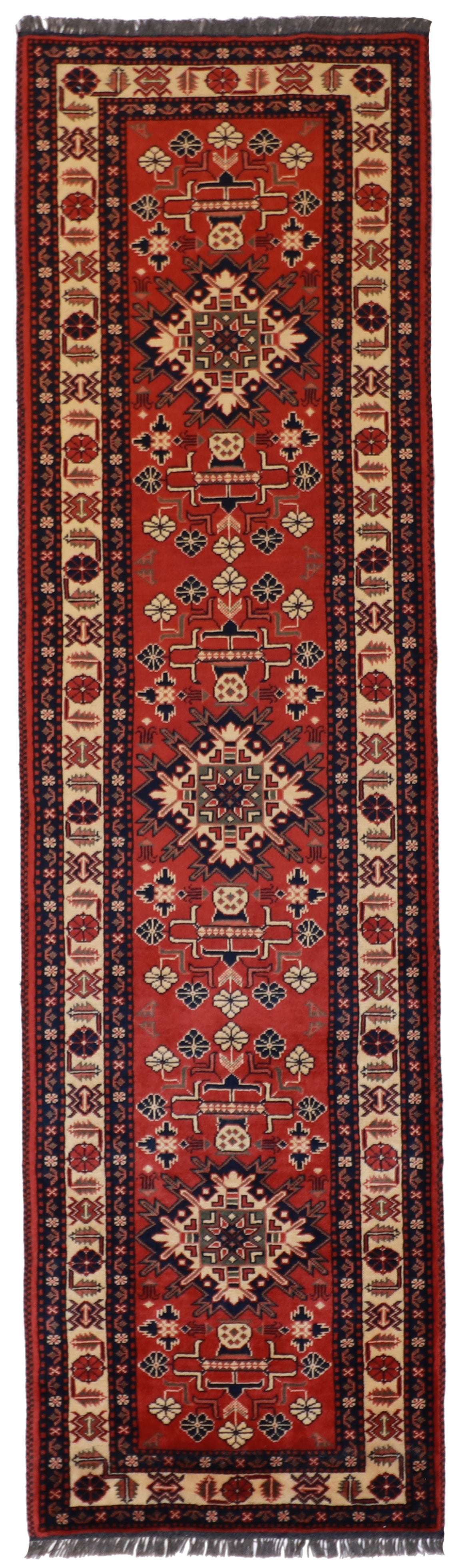 W 2.9 L 10 Gashgaie Runner 100% Wool Handmade Pakistan Geometric Design - 54365