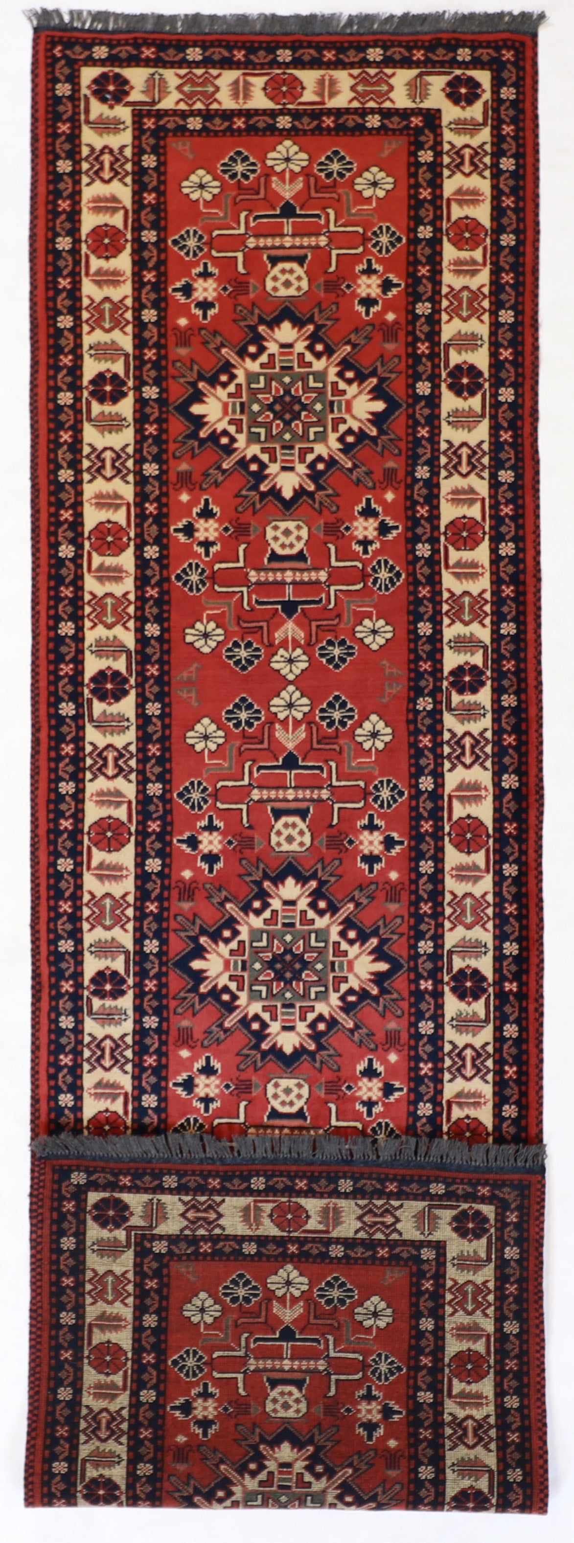 W 2.9 L 10 Gashgaie Runner 100% Wool Handmade Pakistan Geometric Design - 54365