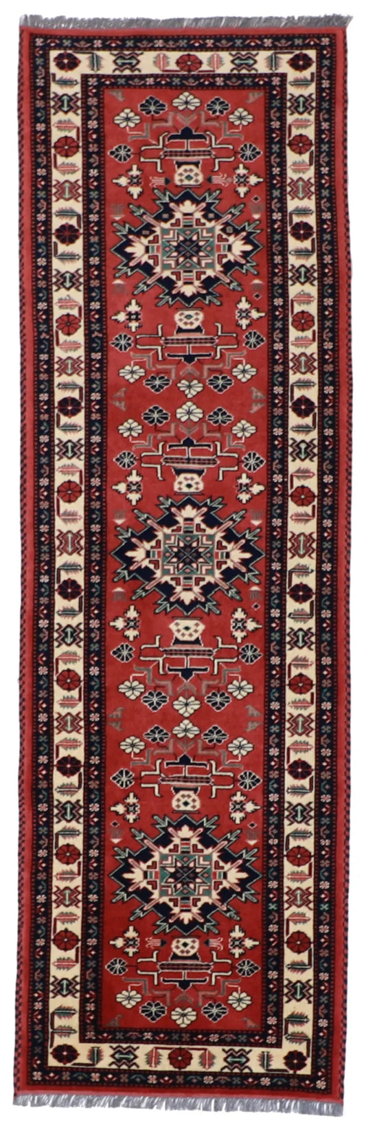 2.10 x 9.5 - Gashgai Fine/Wool Geometric Rectangle - Finest Hand-Knotted Quality Wool — 54367